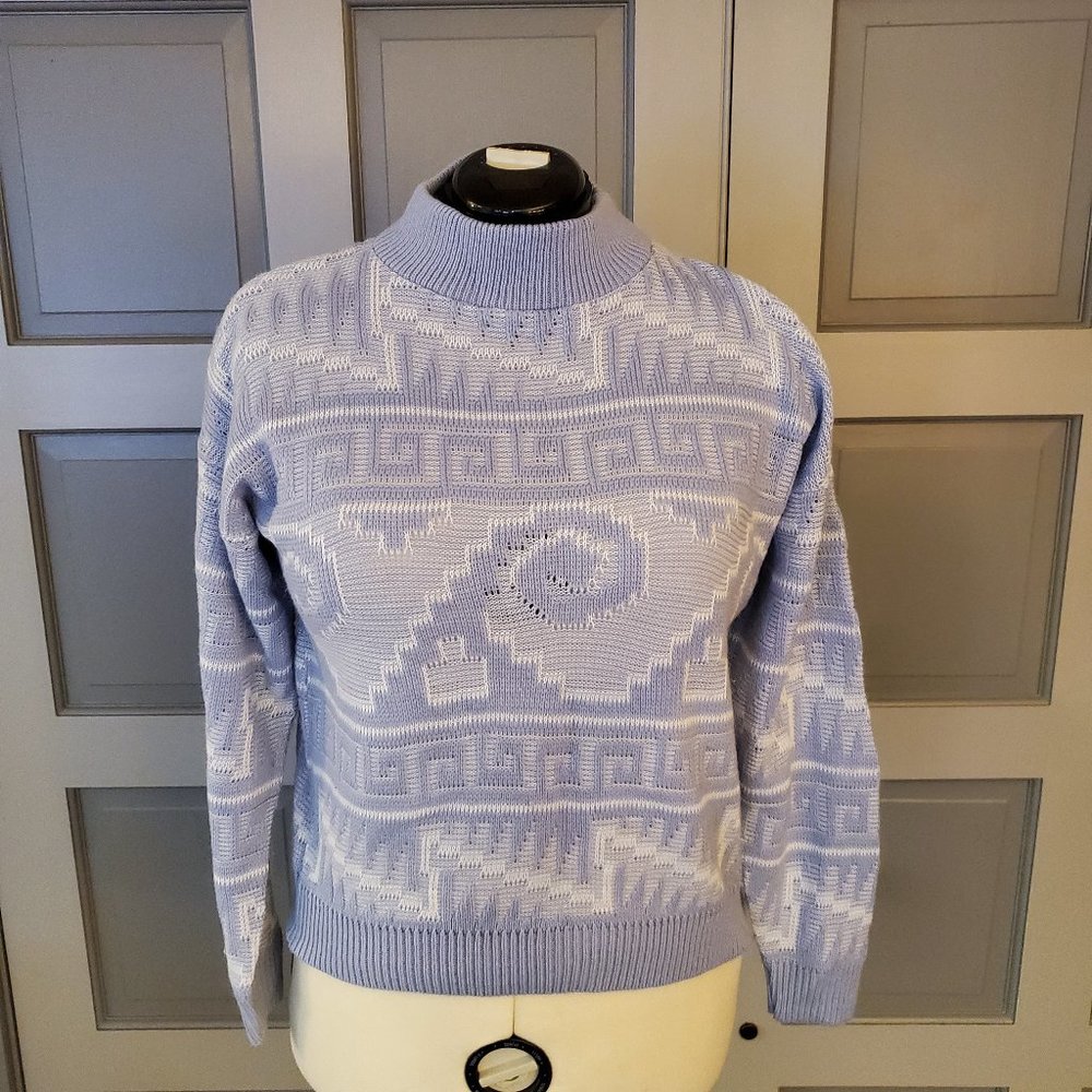Jolie Light Blue and White Crew Neck Sweater